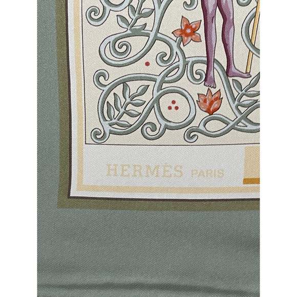 HERMES Hermes 90cm Green & Beige "www.hermes.com," by Christine Henry Silk Scarf - Picture 6 of 6